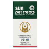 Sun Chlorella Sun Pet Treats bag with bites for pet wellness.