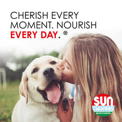 Sun Pet Treats ingredients panel showing chlorella and eleuthero.