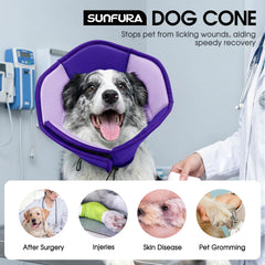 SUNFURA Dog Cone adjustable-drawstring neck fit for secure, personalized comfort