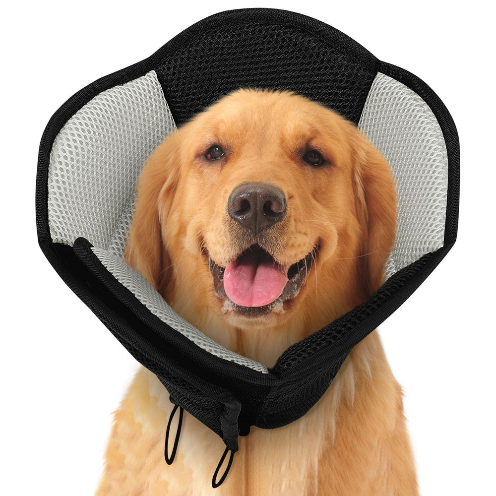 SUNFURA dog cone in breathable mesh offers gentle post-surgery protection.