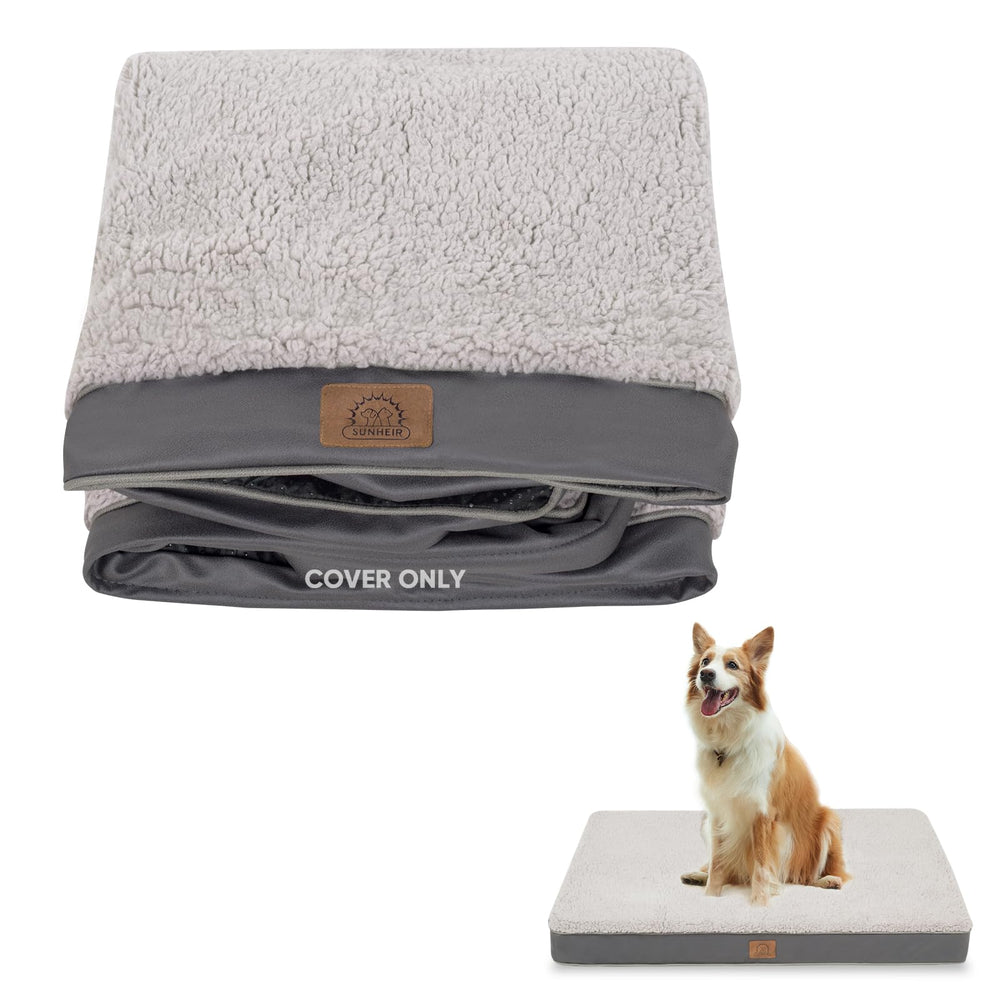 Sunheir plush grey dog bed cover 41x27 fits softly for cozy naps