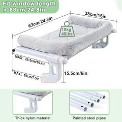 Sunhoo Cat Window Perch Hammock removable plush cover for easy cleaning.