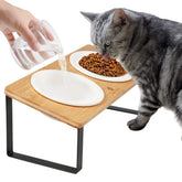 Sunhoo ceramic elevated bowls on tilted stand reduce mess during meals for indoor cats