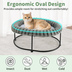 Sunhoo elevated cat bed assembly guide with simple step-by-step setup.