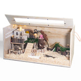 SUNRISELAND hamster cage top view showing chewproof wood for long lasting use