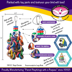 Super Bird Creations SB1107 Bagel Cascade hanging mechanism supports safe swinging and enrichment.
