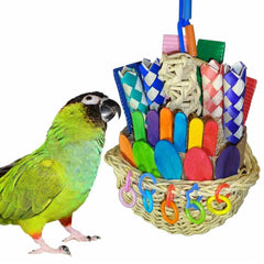 Super Bird Creations SB669 wicker-foraging-basket for medium parrots enhances enrichment.