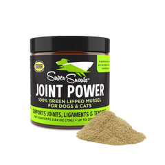 Super Snouts Joint Power bottle-front showing a natural joint support supplement for pets.