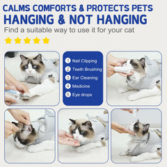 Adjustable terry harnesses provide comfort and escape prevention during grooming sessions.