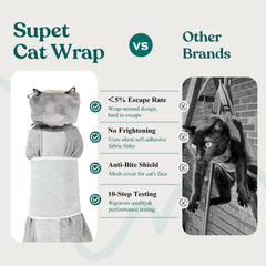 Supet Cat Grooming Wrap bite-proof mesh hood keeps calm during grooming.