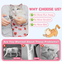 Supet Cat Grooming Wrap with self-adhesive material enables silent restraint during grooming.