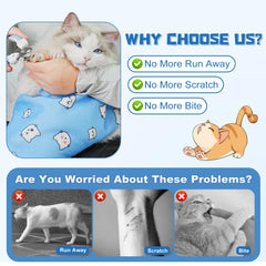 Supet Cat Wrap shown for self-adherent, silent grooming and stress reduction.