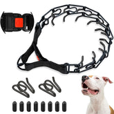 Supet dog prong collar with quick-release buckle for easy on and off and safe training.