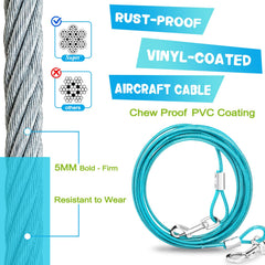 Supet dog tie-out with 10 ft lead for quick supervision in busy spaces