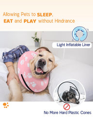 Supet donut collar on dog in recovery scenario demonstrating comfortable wear