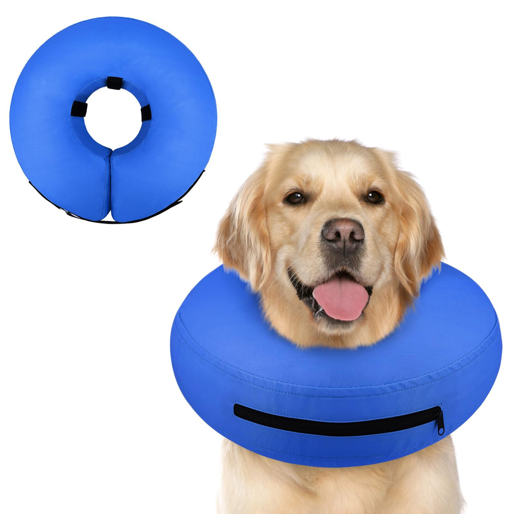 Supet inflatable dog cone closeup showing a soft barrier protecting wounds.