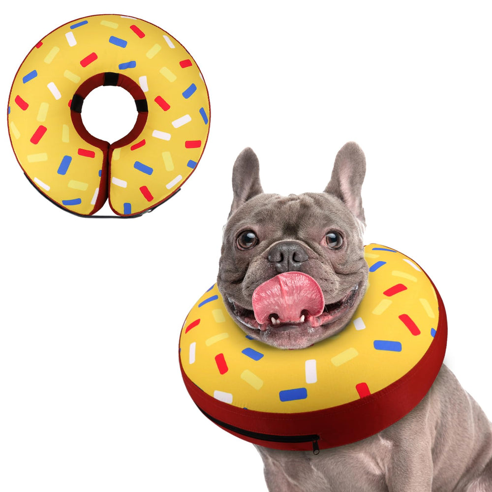 Supet inflatable dog cone donut shape offers gentle protection and full visibility.