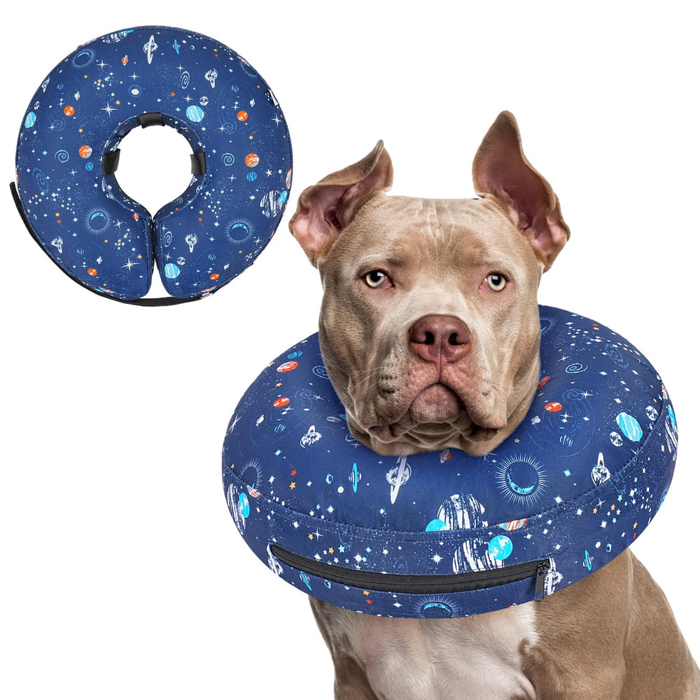 Supet inflatable dog cone neck donut image - barrier prevents licking wounds