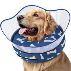 Supet raised inflatable dog cone collar front view donut showing safe healing and comfort