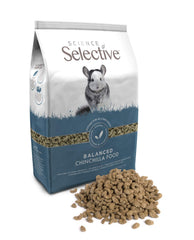 Supreme Petfoods Science Selective chinchilla bag demonstrates balanced nutrition for nibbling pets.