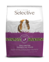 Supreme Petfoods Science Selective guinea pig food packaging showing a balanced daily diet.