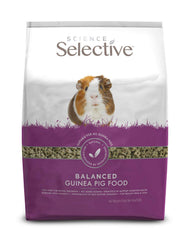 Supreme Petfoods Science Selective guinea pig food packaging showing a balanced daily diet.