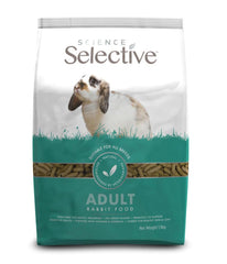 Supreme Petfoods Science Selective 1.5kg pack may support adult rabbit digestion with high fibre.