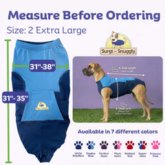 Surgi~Snuggly back panel open design for easy potty breaks during recovery