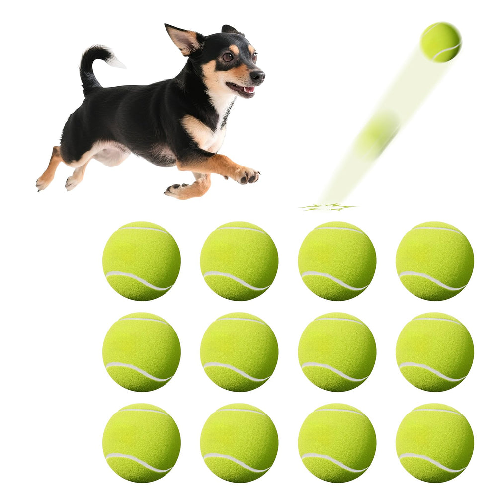 Susu & Wuwu 12-pack mini tennis balls for small dogs, ideal for fetch.