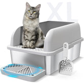 Suzzipaws extra-large litter box with lid reduces mess and tracking