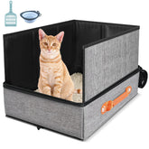 Suzzipaws travel litter box with collapsible design for easy packing on trips.