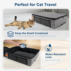 Suzzipaws travel litter box includes litter scoop for quick cleaning on the go.