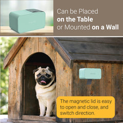 SVD.PET dispenser lid close-up showing magnetic lid for quick access.