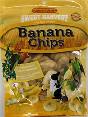 Sweet Harvest Banana Chips bag showing natural snack for birds and small pets