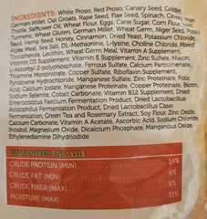Assorted seeds and grains in the Sweet Harvest Finch Mix for nutrition variety