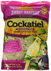 Sweet Harvest Kaylor-Made cockatiel food bag without sunflower seeds for healthier plumage.