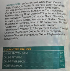 Sweet Harvest triple-cleaned seed mix ready for freshness and clean feeding