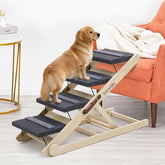SweetBin 2-in-1 dog steps shown on bed and couch for easy access