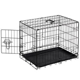 Sweetcrispy 24inch dog crate front view with a secure lock for safe containment.