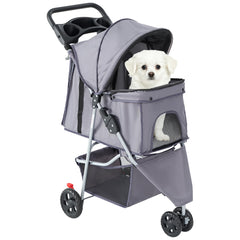 Sweetcrispy 3-Wheels Pet Stroller folded for compact storage and quick car trips.