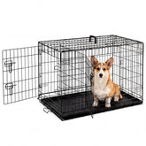 Sweetcrispy 36in dog crate front view with double doors for safe indoor containment.