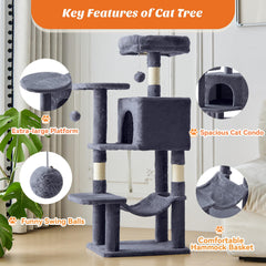 Sweetcrispy 44 Inch Cat Tree hammock: lounge spot after a climb.