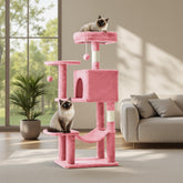 Sweetcrispy 44-Inch Cat Tree Tower with plush fabric and sisal posts for scratching and climbing