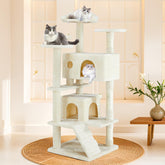 Sweetcrispy 54inch cat tree tower with three platforms for climbing and lounging.