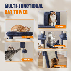 Sweetcrispy cat condo on multi-level tower provides cozy retreat for indoor cats
