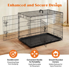 Sweetcrispy dog crate with plastic leak-proof pan tray for easy cleaning.