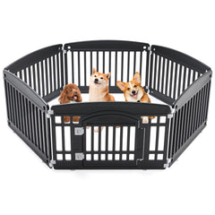 Sweetcrispy dog playpen six-panel assembly offers a flexible indoor layout for safe play.