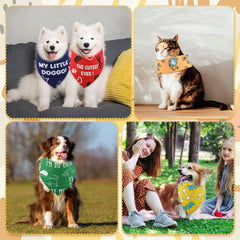 Sweetude paw print bandana on a playful pet wearing a cute outfit.