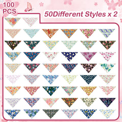 Sweetude floral bandanas folded for easy storage and quick style changes.