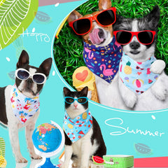 Sweetude Hawaiian dog bandana with palm leaves design for chic seaside vibe.